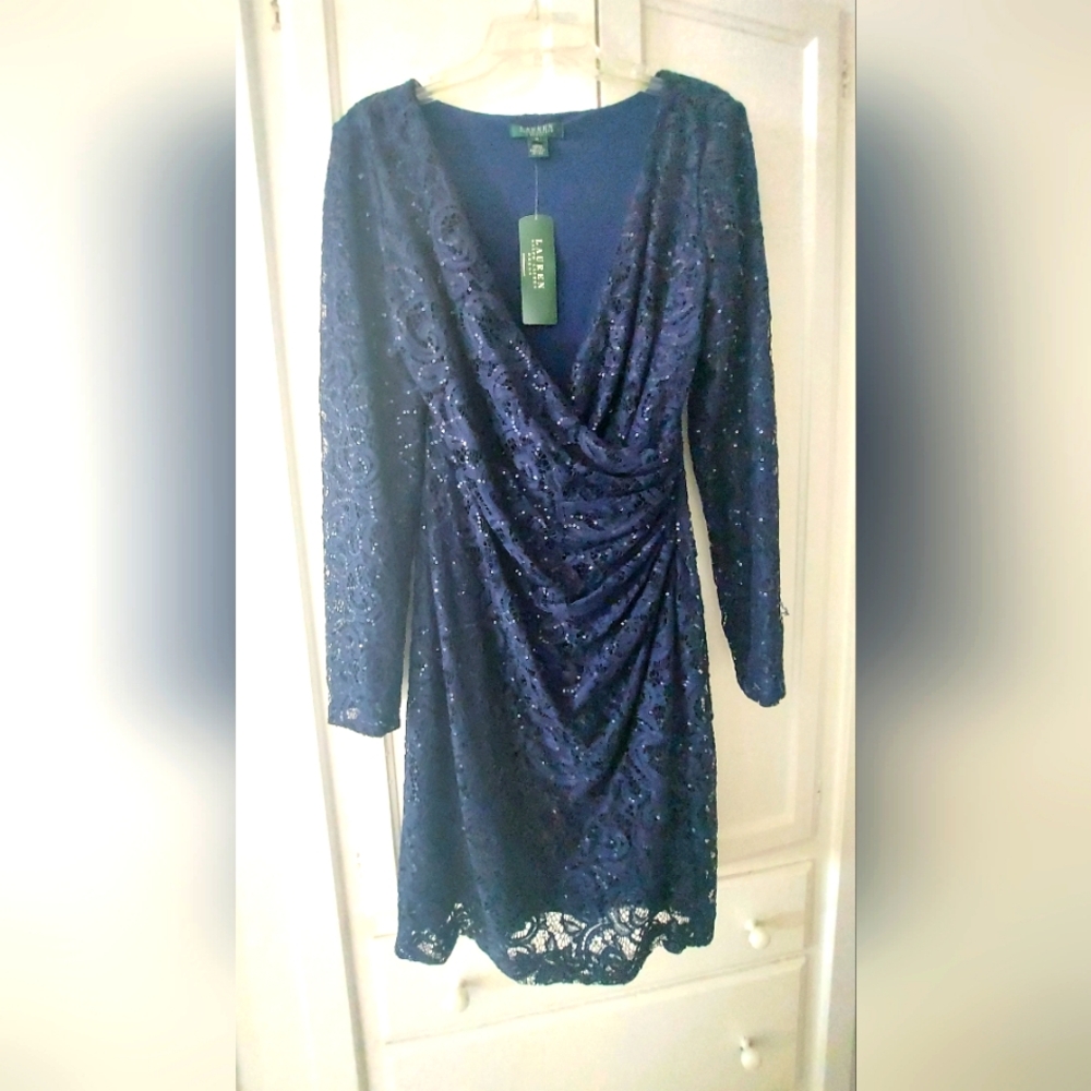 👗Blue Lace Dress, RALPH Lauren NWT, size 16